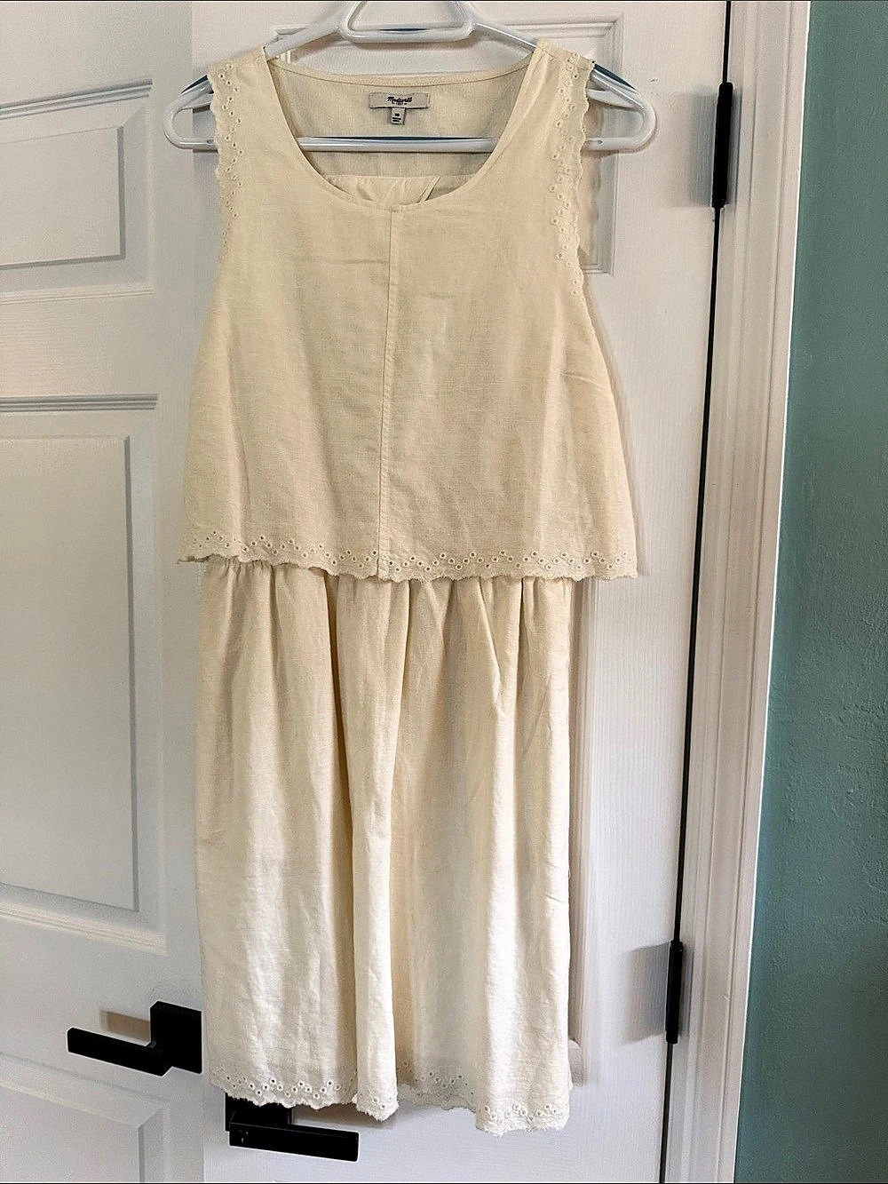 Madewell Eyelet Overlay Dress Maxi in Cream Size 10